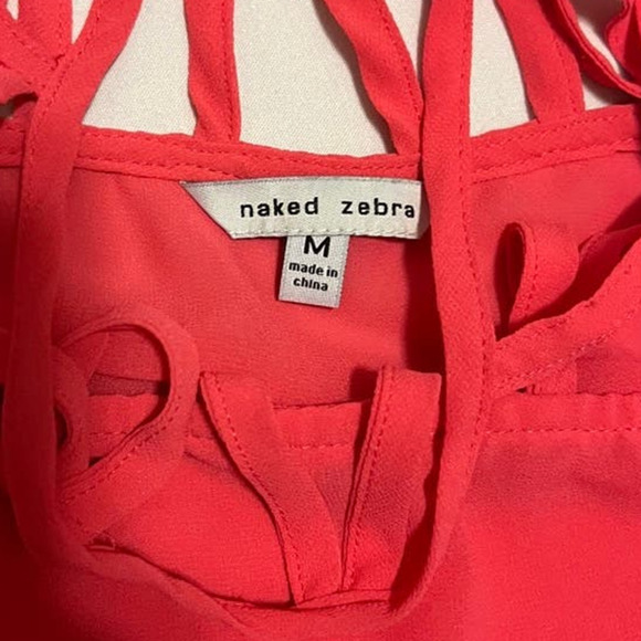 Naked Zebra pink sleeveless strappy blouse M - Picture 4 of 9